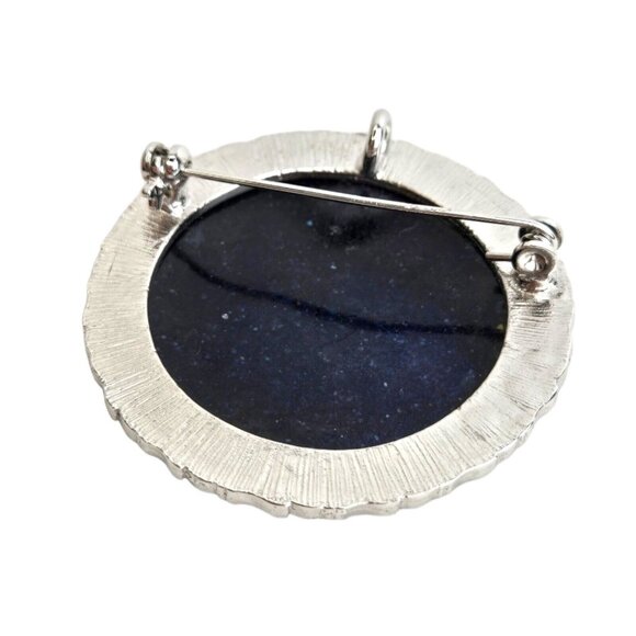 VTG BASSE-TAILLE‎ Art Glass Hand Made Flower Purple Orchid Pendant Brooch - Picture 4 of 6